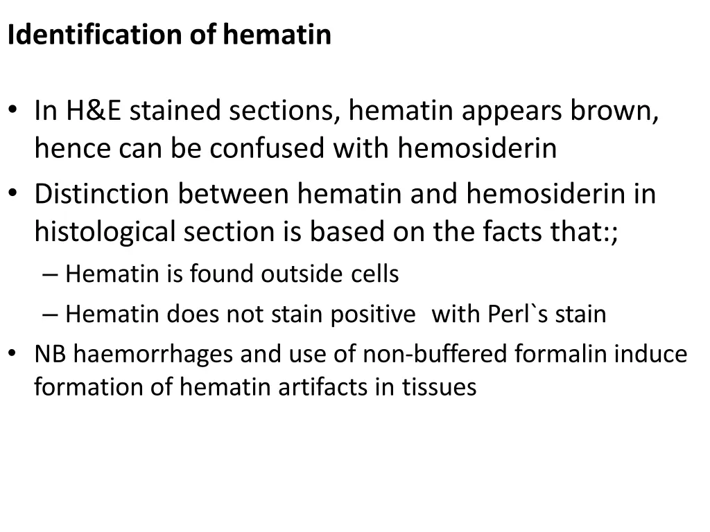 identification ofhematin