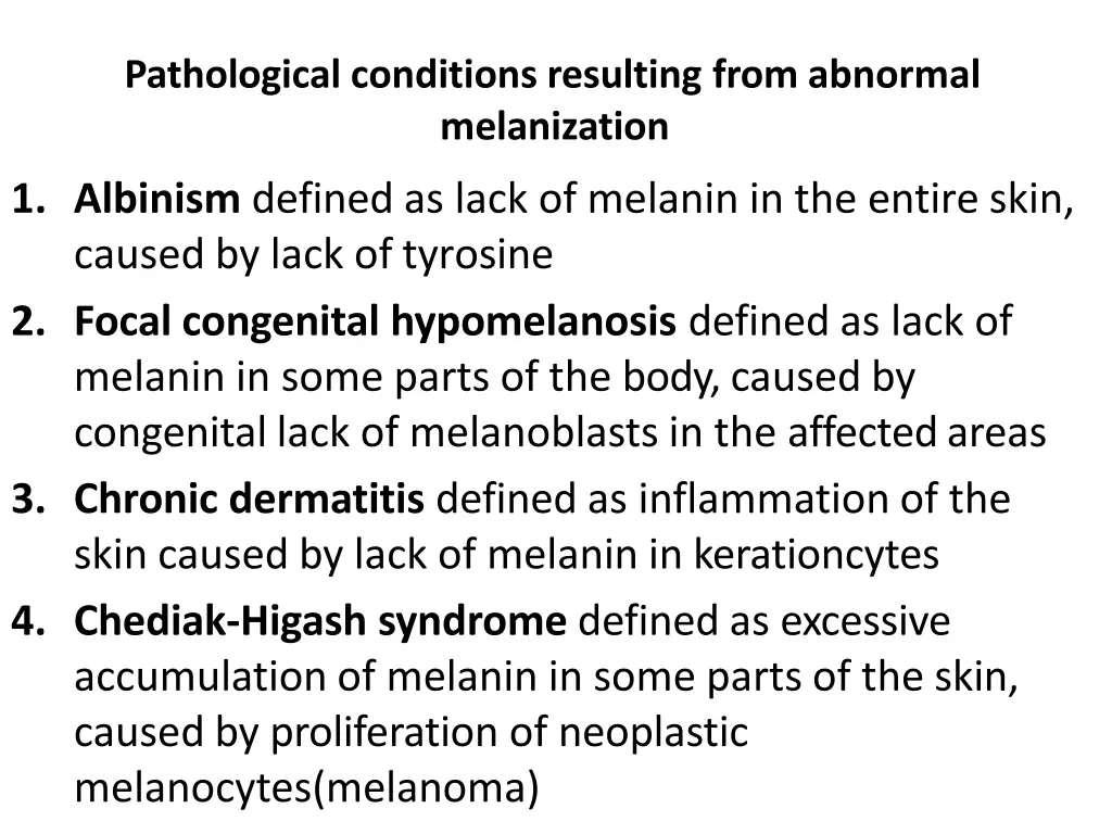 pathological conditions resulting from abnormal