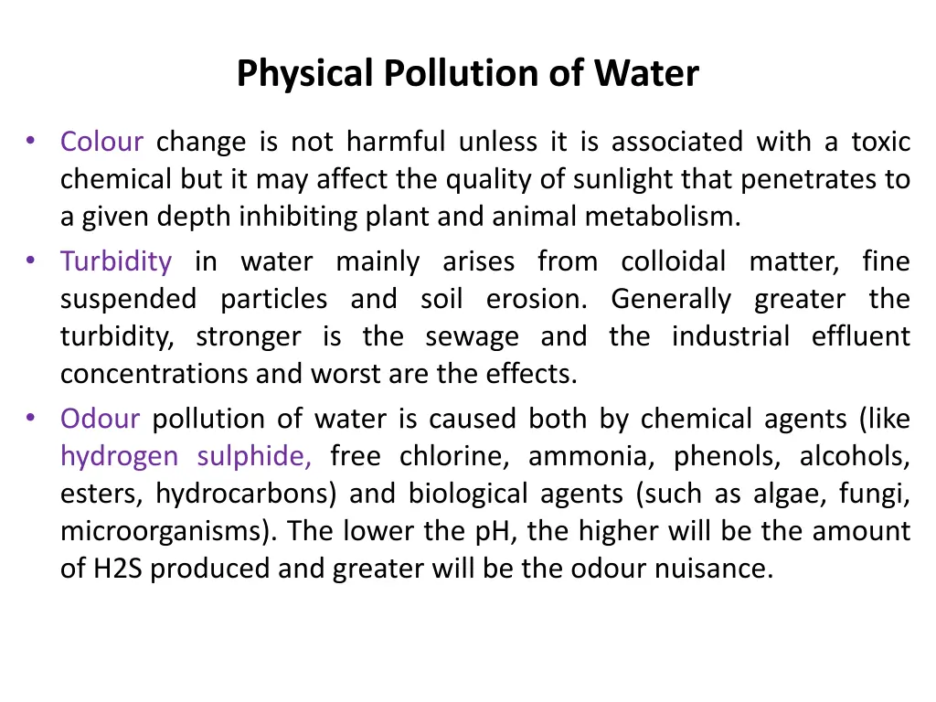 physical pollution of water