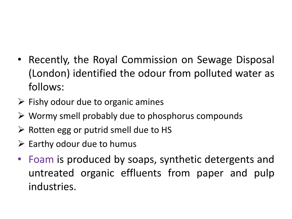 recently the royal commission on sewage disposal