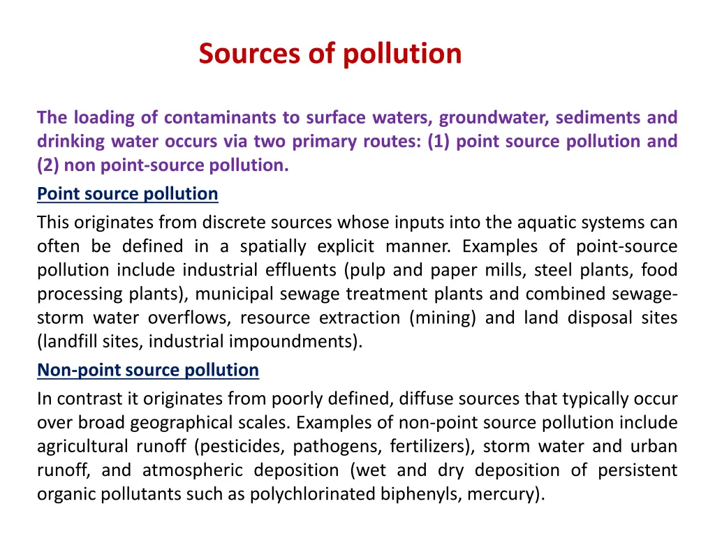 sources of pollution