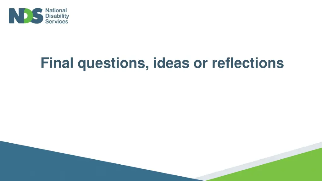 final questions ideas or reflections