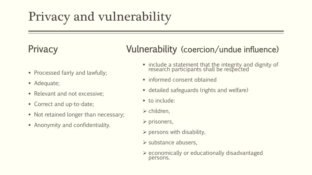 privacy and vulnerability