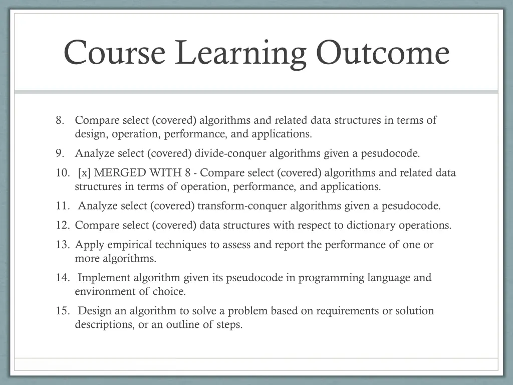 course learning outcome 1