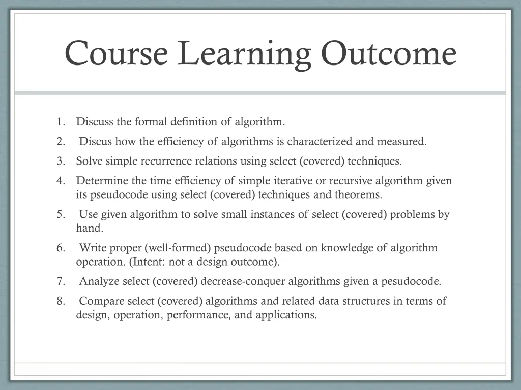 course learning outcome