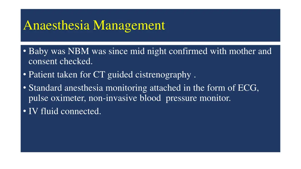 anaesthesia management