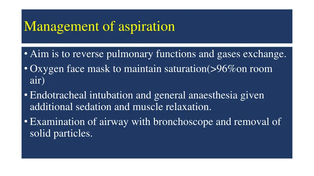 management of aspiration