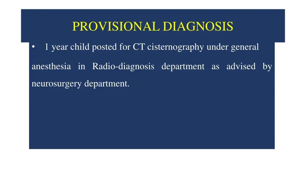 provisional diagnosis