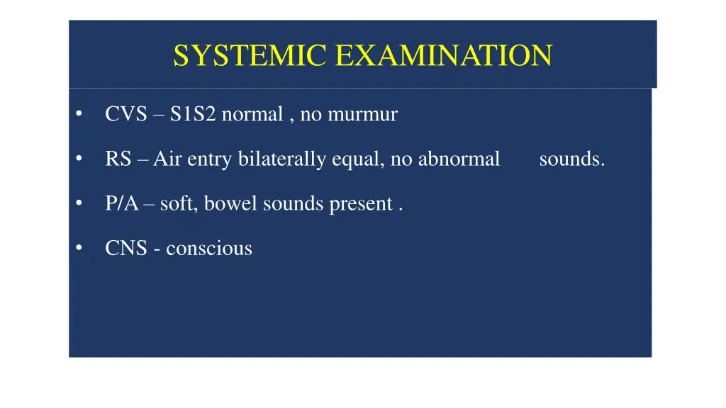 systemic examination