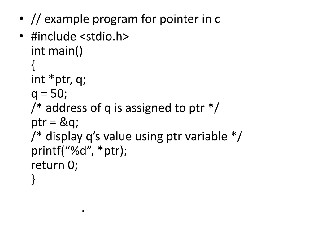 example program for pointer in c include stdio