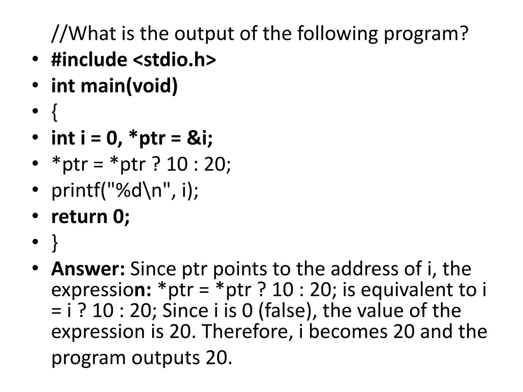 what is the output of the following program 1