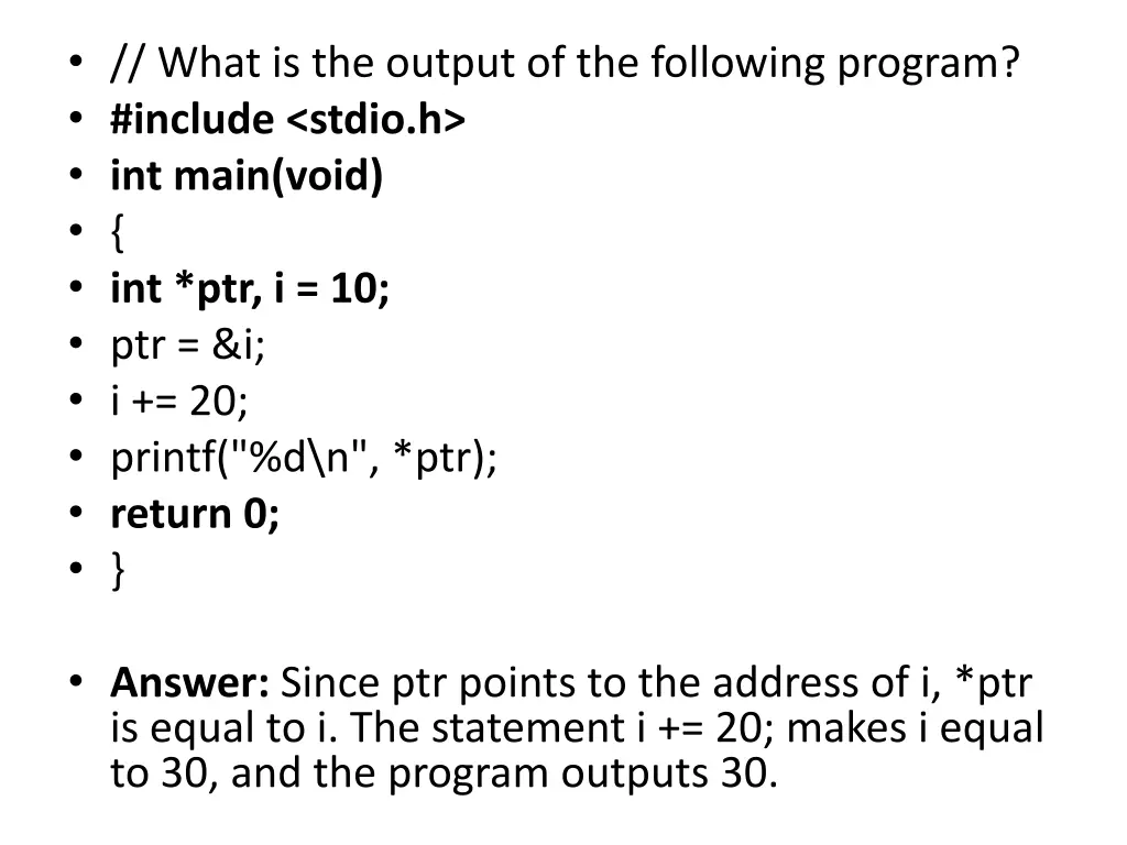 what is the output of the following program