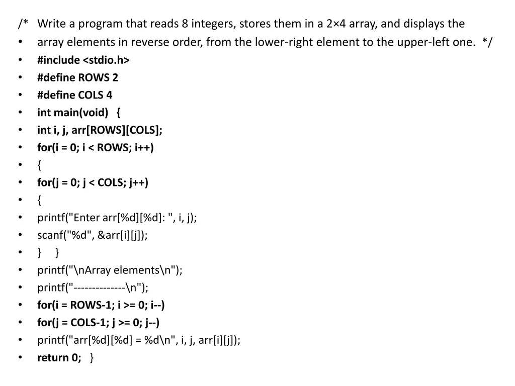 write a program that reads 8 integers stores them