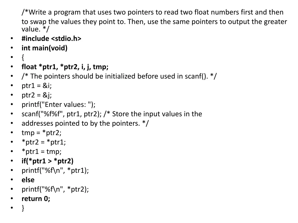 write a program that uses two pointers to read