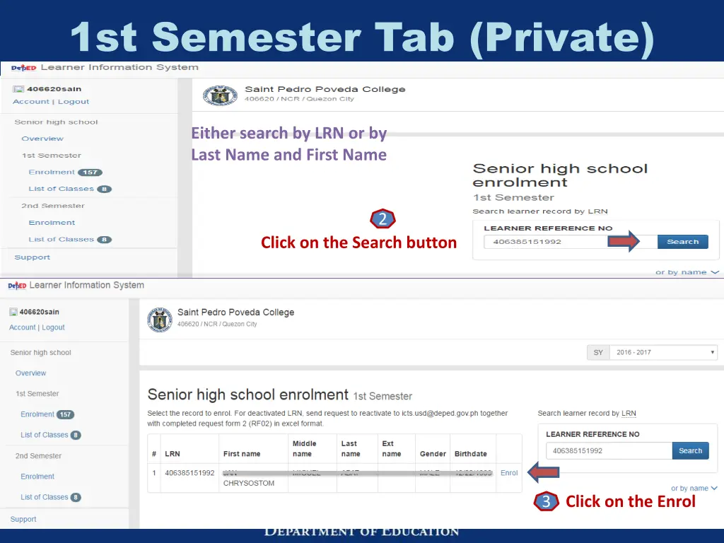 1st semester tab private 1