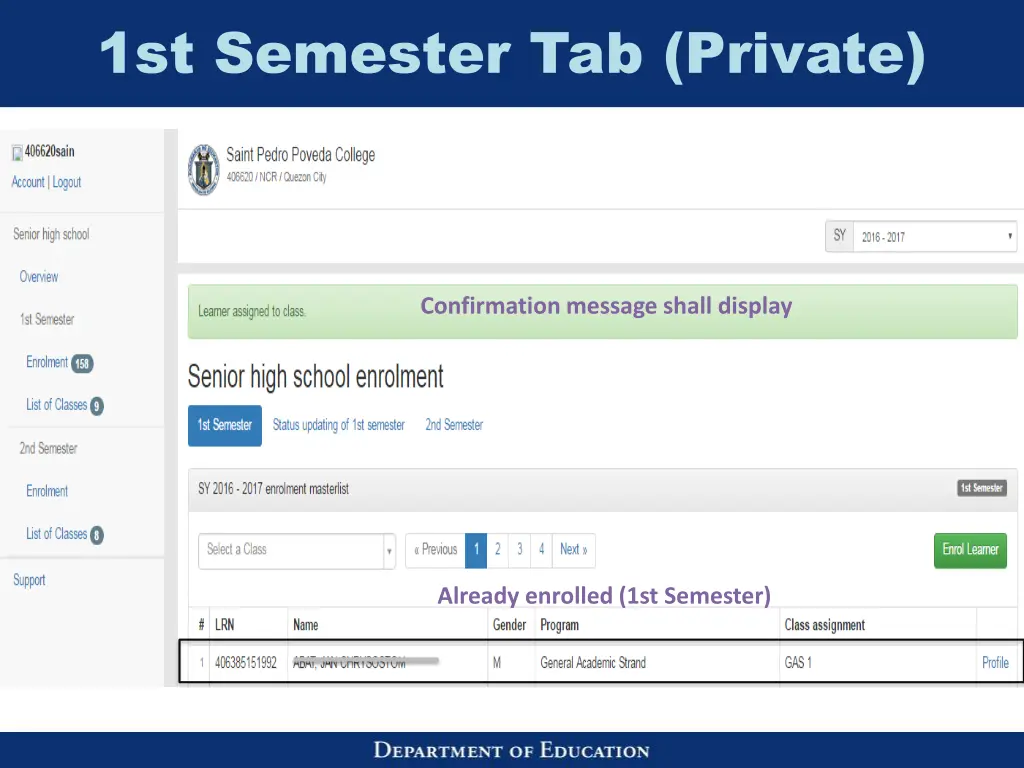 1st semester tab private 5