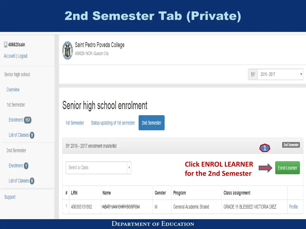 2nd semester tab private