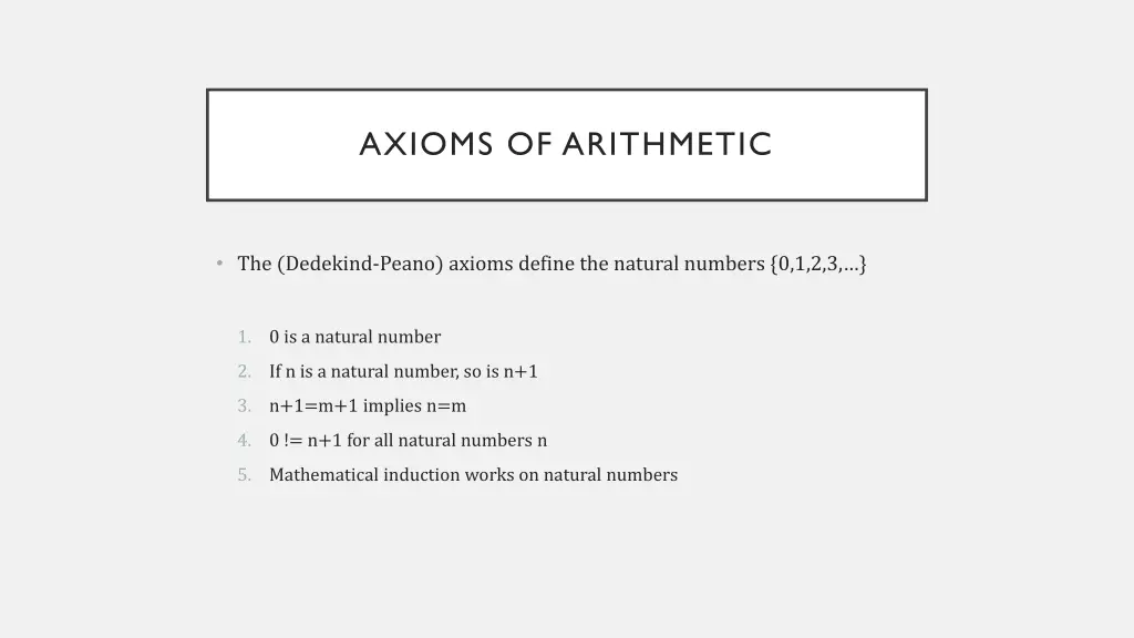 axioms of arithmetic