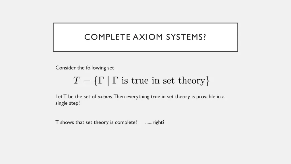 complete axiom systems