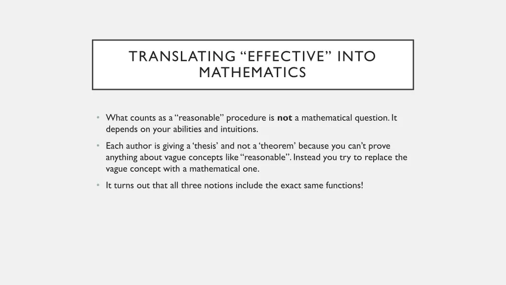 translating effective into mathematics