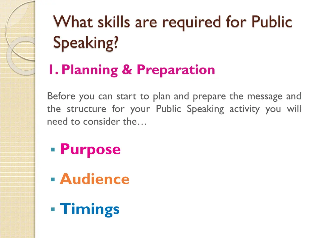 what skills are required for public speaking