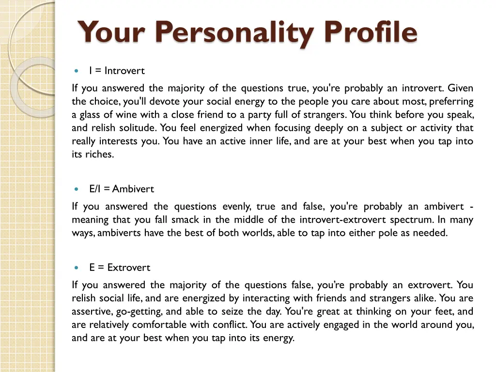 your personality profile