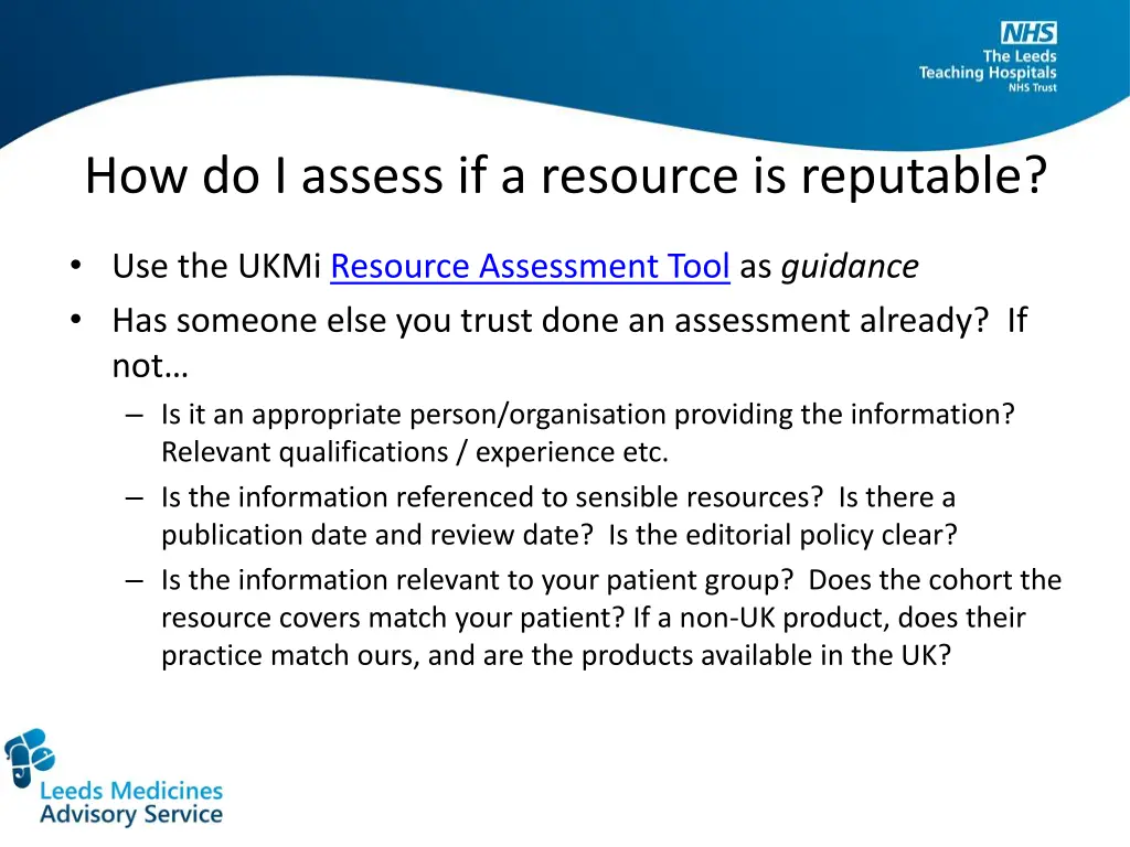 how do i assess if a resource is reputable