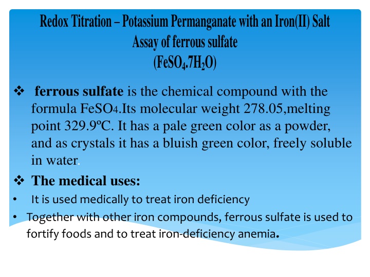 redox titration potassium permanganate with