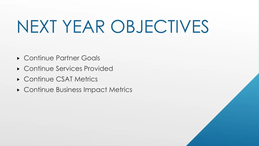 next year objectives