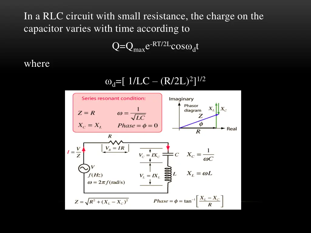 in a rlc circuit with small resistance the charge