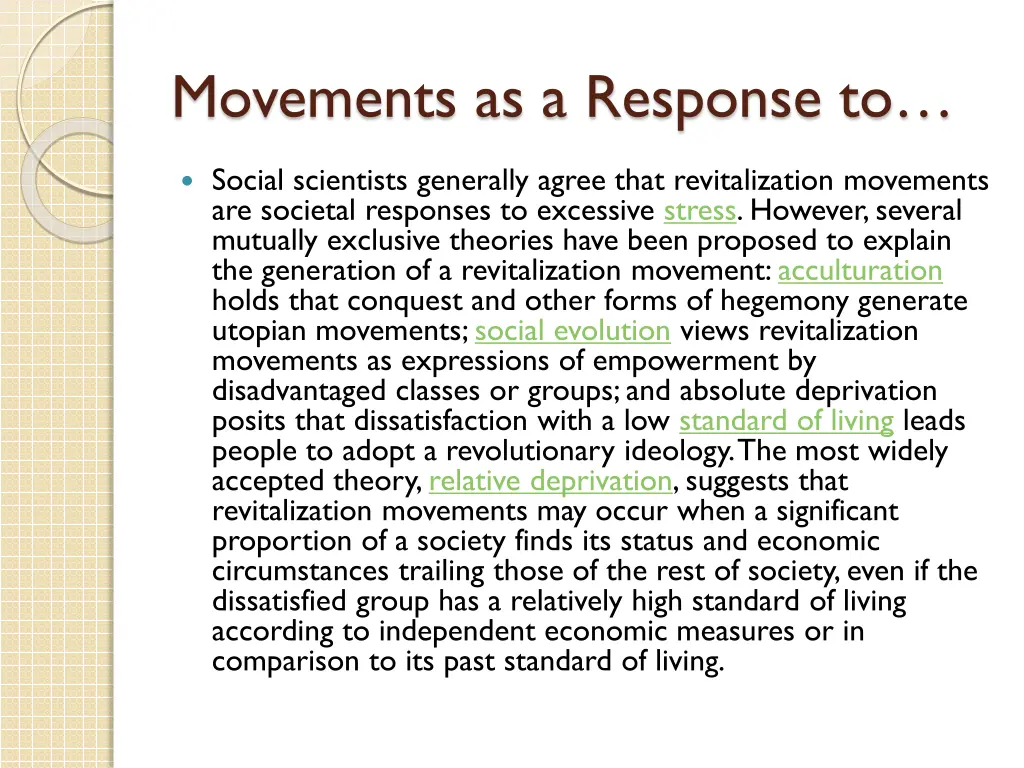 movements as a response to