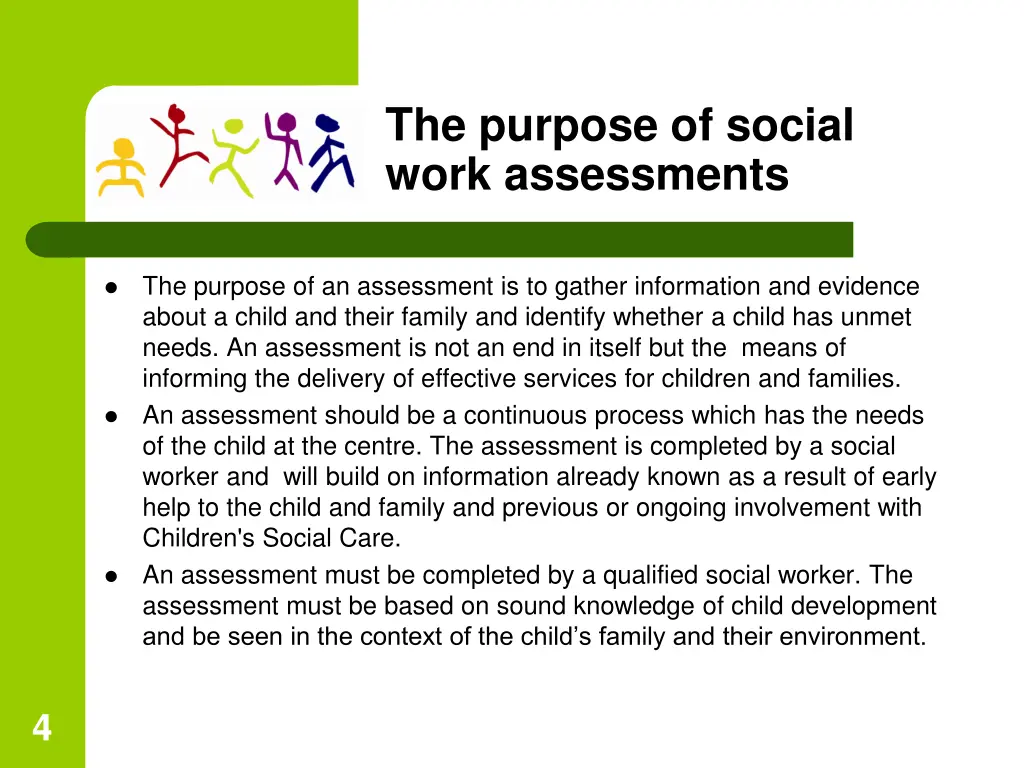 the purpose of social work assessments