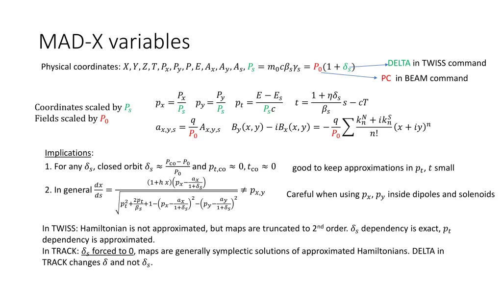 mad x variables