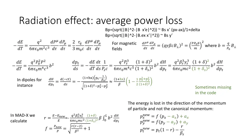 radiation effect average power loss