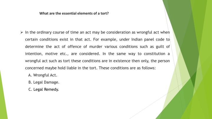 what are the essential elements of a tort