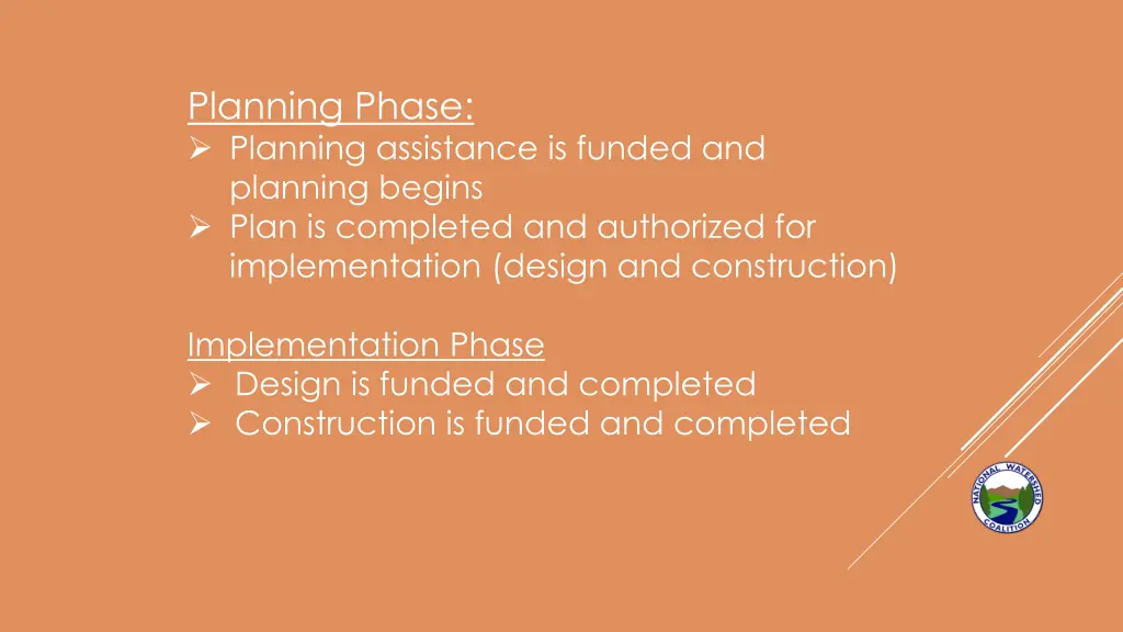 planning phase planning assistance is funded