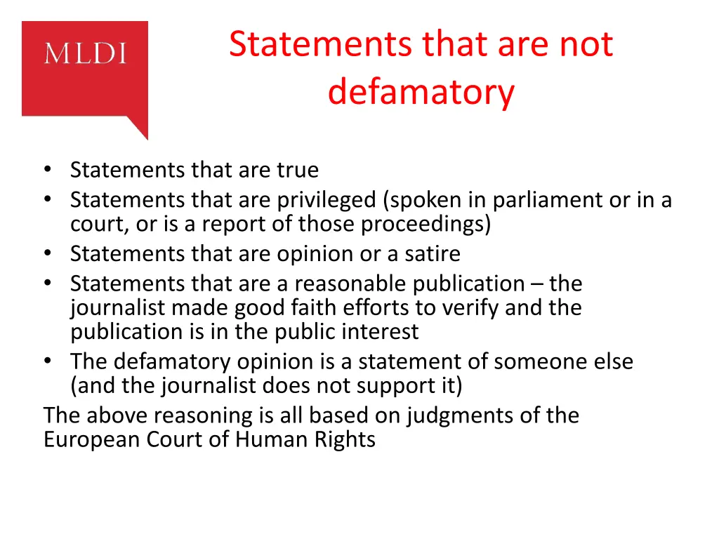 statements that are not defamatory