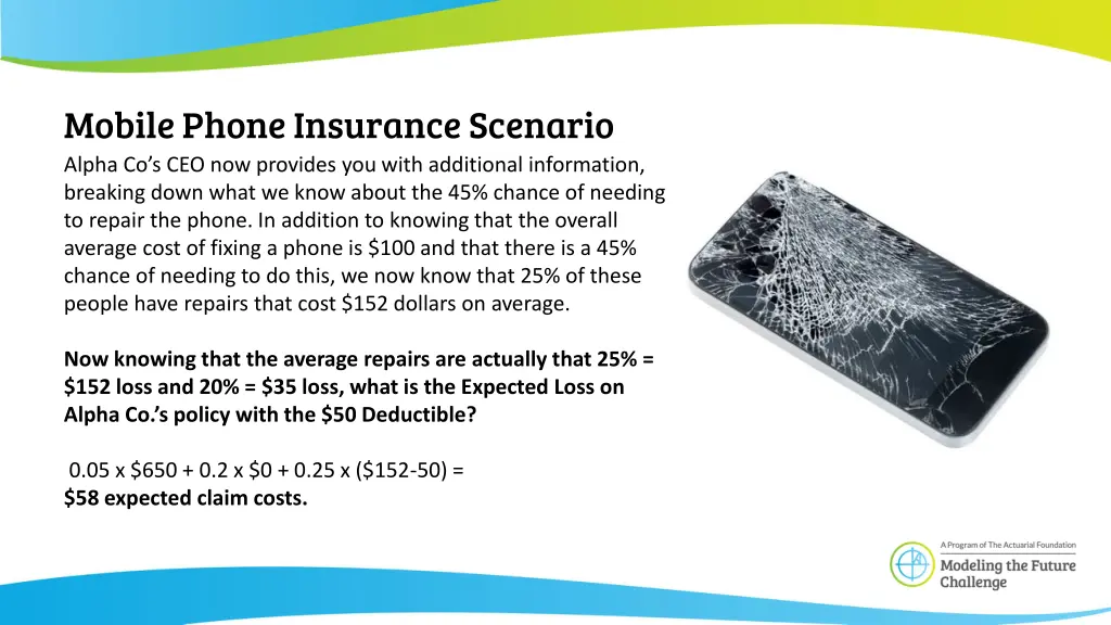 mobile phone insurance scenario alpha 1