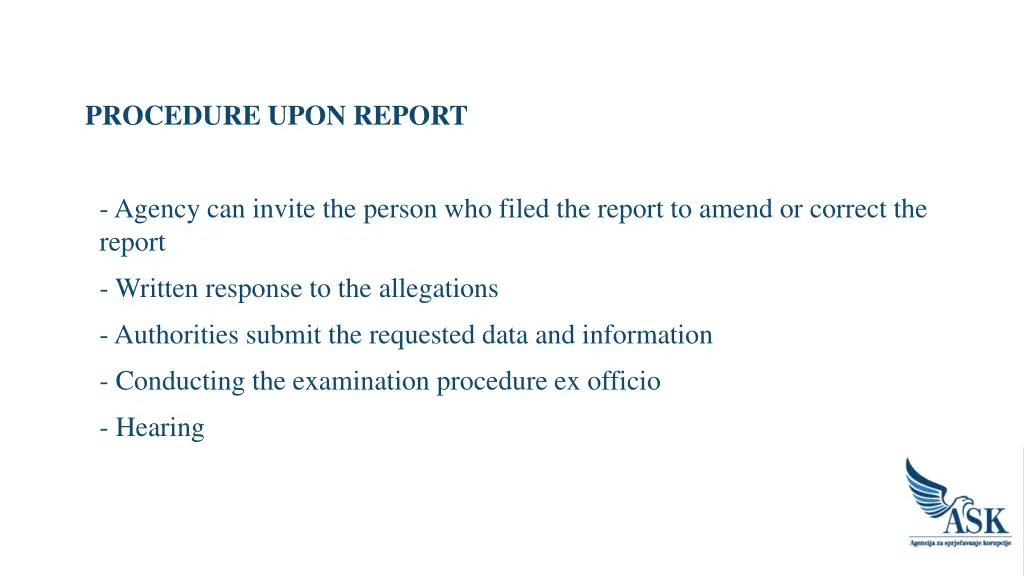 procedure upon report