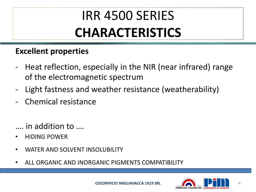 irr 4500 series characteristics