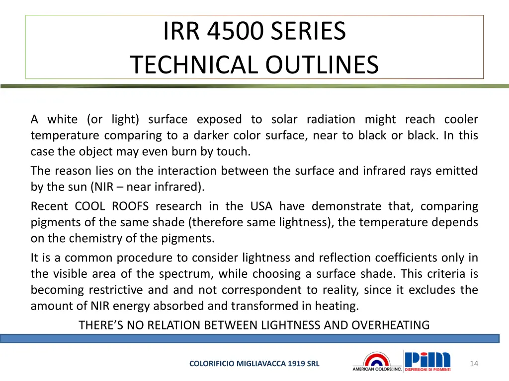 irr 4500 series technical outlines