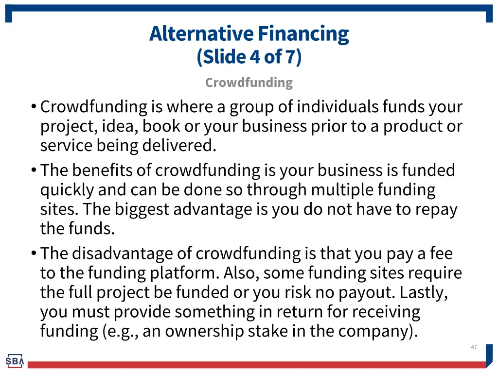 alternative financing slide 4 of 7 crowdfunding