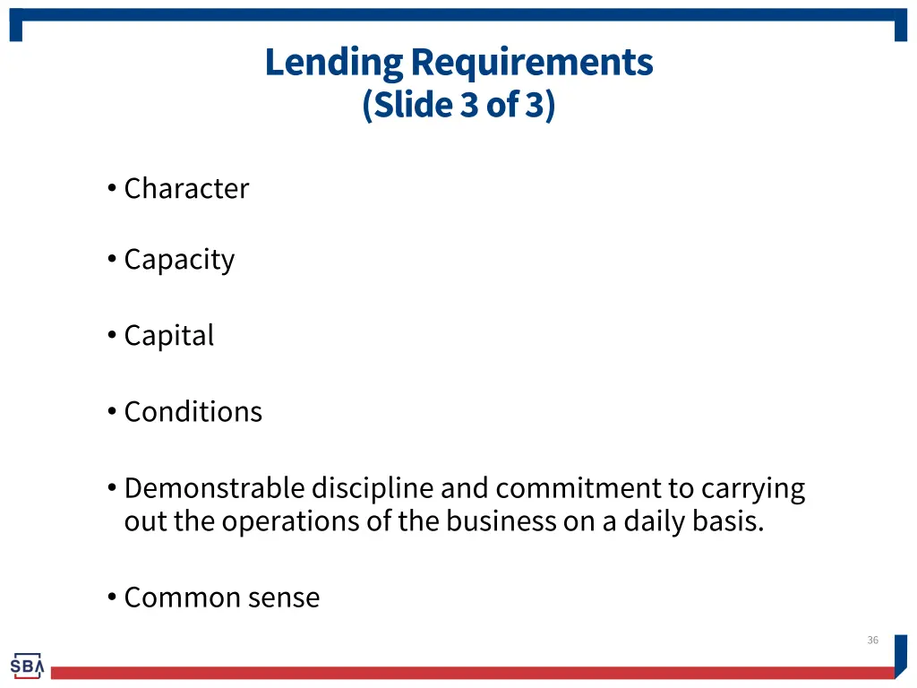 lending requirements slide 3 of 3