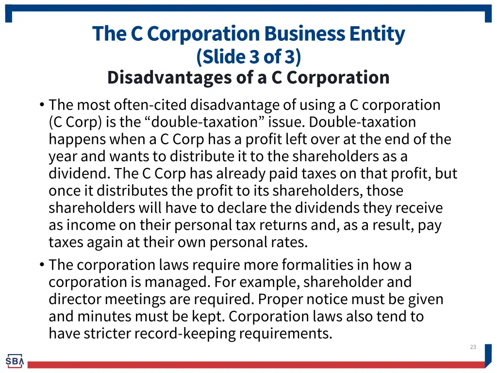 the c corporation business entity slide 1