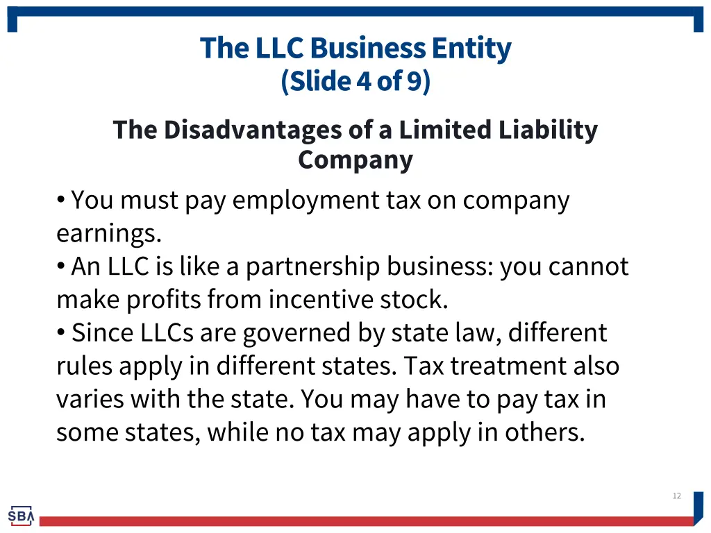 the llc business entity slide 1