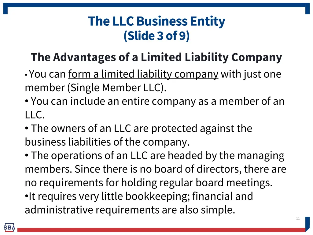 the llc business entity slide