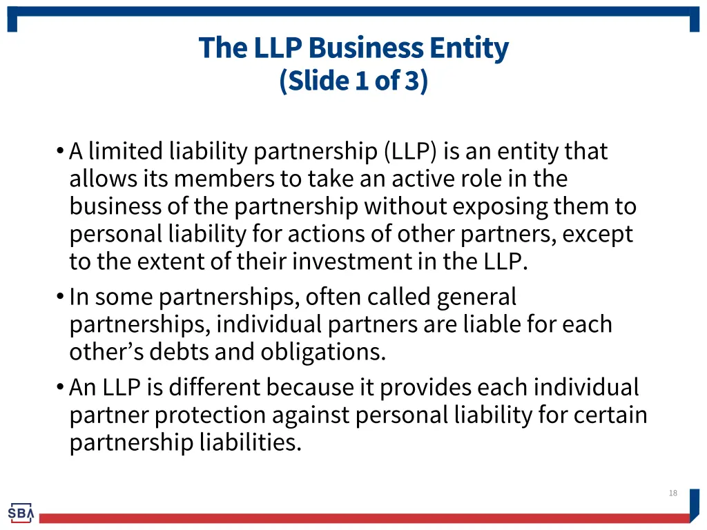 the llp business entity slide 1 of 3