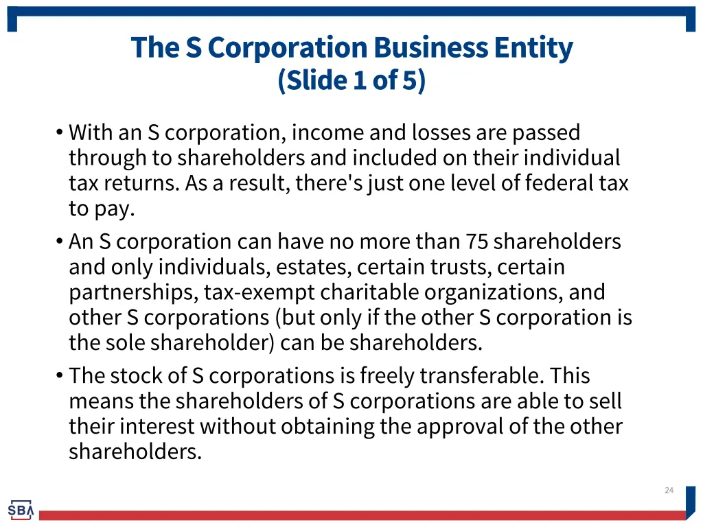 the s corporation business entity slide 1 of 5