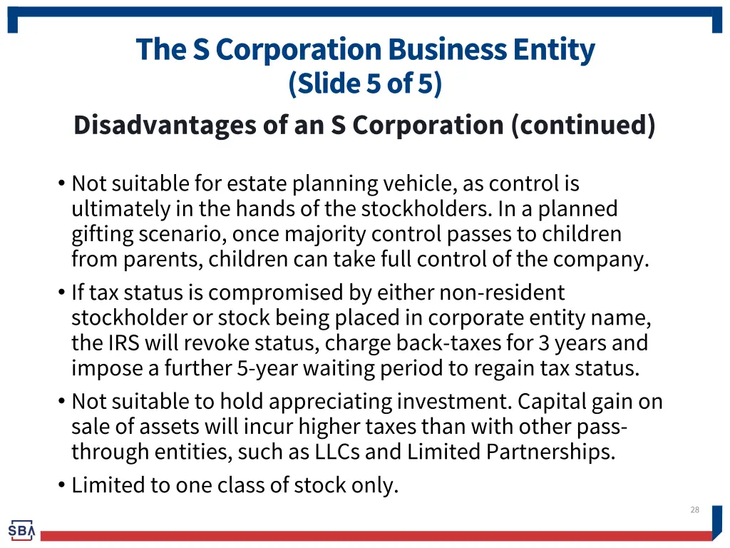 the s corporation business entity slide 3