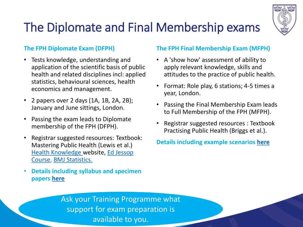 the diplomate and final membership exams